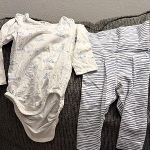 H&M White and Blue Kids Matching Set